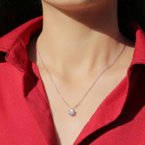 Dây Chuyền Bạc Mặt 6 Móng Đính Kim Cương Moissanite 1 Carat DCN090