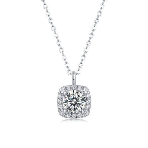 Dây Chuyền Mặt Vuông Đính Kim Cương Moissanite Bạc S925 DCN099 N15910