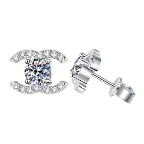 Bông Tai Kim Cương Moissanite Bạc S925 BTN018  Vàng 14k