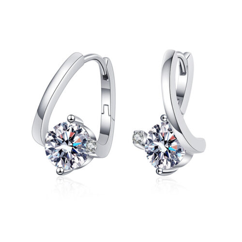 Bông Tai Đính Kim Cương Moissanite 1 Carat Sang Trọng Bạc S925 BTN023