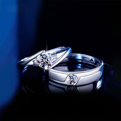 Nhẫn Cặp Tinh Tế Đính Kim Cương Moissanite Bạc S925 NHC013 Nhẫn Nữ