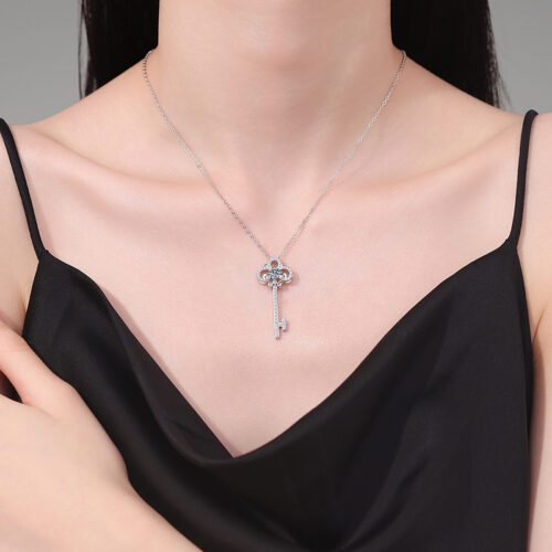 Dây Chuyền Chìa Khóa Đính Kim Cương Moissanite Bạc S925 DCN066