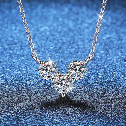 Vòng Cổ Đính 3 Viên Kim Cương Moissanite Bạc S925 DCN069