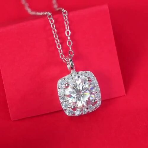 Dây Chuyền Mặt Vuông Đính Kim Cương Moissanite Bạc S925 DCN099 N15910