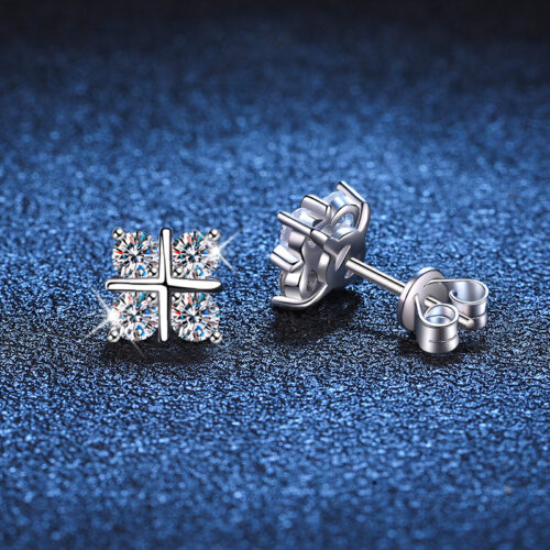 Hoa Tai Khí Chất Đính Kim Cương Moissanite Bạc S925 BTN027