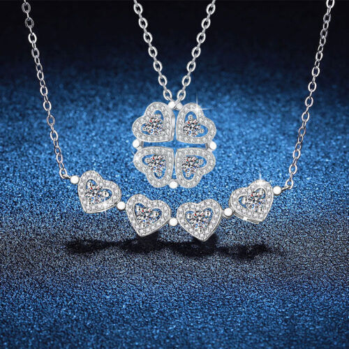 Vòng Cổ 2 Kiểu Đeo Đính Kim Cương Moissanite Bạc S925 DCN080