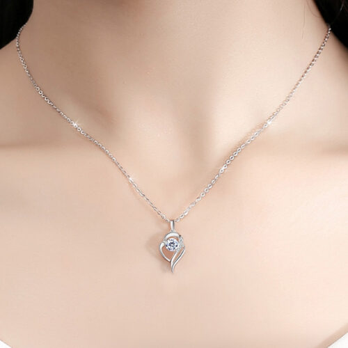 Dây Chuyền Trái Tim Đính Kim Cương Moissanite Bạc S925 DCN040