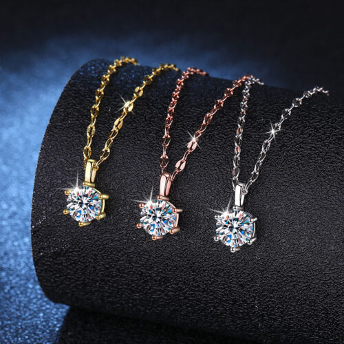 Dây Chuyền Kiểu Hàn Quốc Đính Kim Cương Moissanite 2 Carat Bạc S925 DCN051 Trắng