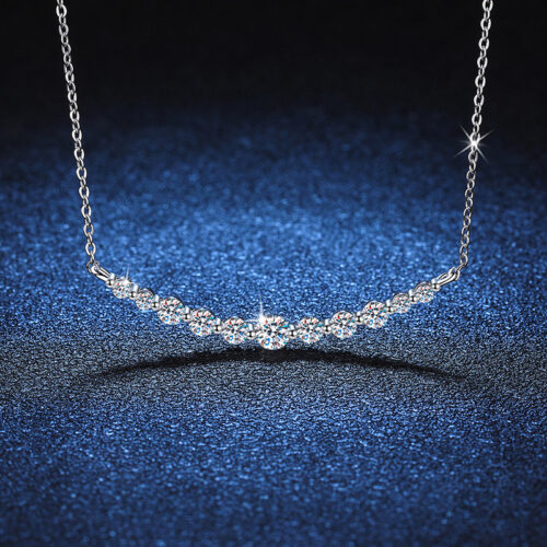 Vòng Cổ Cao Cấp Đính Kim Cương Moissanite Bạc S025 DCN053 Màu Bạc