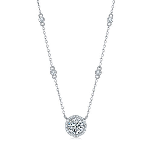 Dây Chuyền Nữ Đính Kim Cương Lấp Lánh Moissanite 1 Carat Bạc S925 DCN084