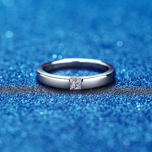 Nhẫn Vuông Nữ Đính Kim Cương Moissanite Bạc S925 NHN042