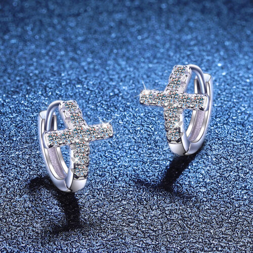 Bông Tai Kiểu Hàn Đính Kim Cương Moissanite Bạc S925 BTN055