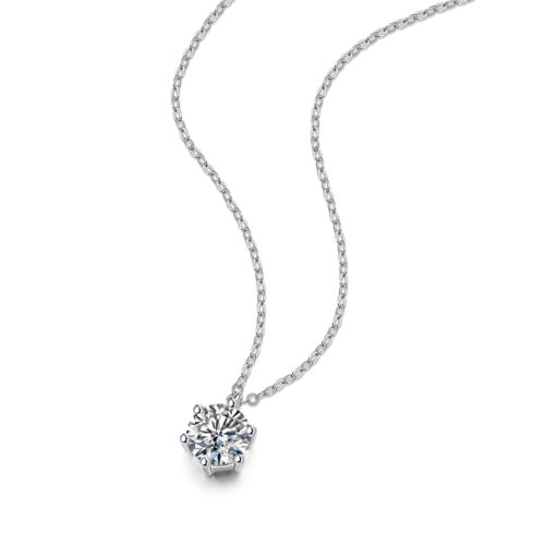 Dây Chuyền Bạc Mặt 6 Móng Đính Kim Cương Moissanite 1 Carat DCN090