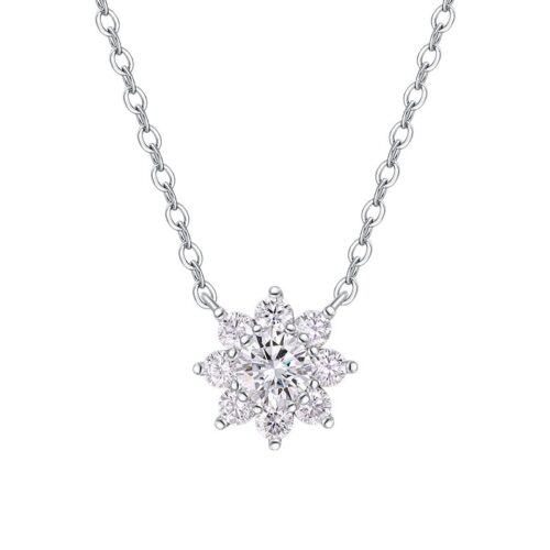 Dây Chuyền Hoa Hướng Dương Đính Kim Cương Moissanite Bạc S925 DCN103 50 Điểm