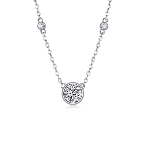 Vòng Cổ Bạc Thanh Lịch Đính Kim Cương Moissanite 1 Carat Bạc S925 DCN111