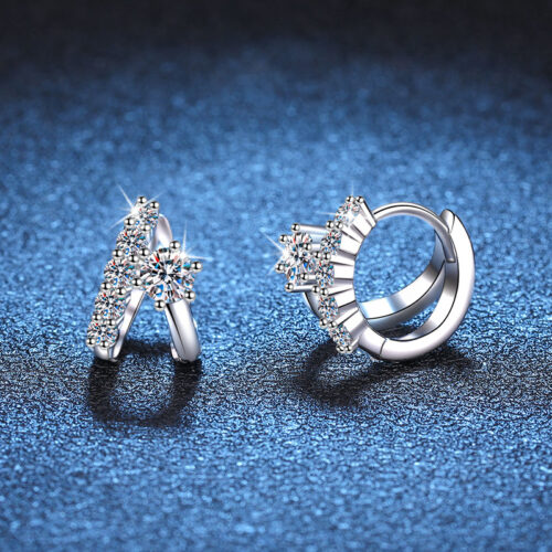 Bông Tai Kiểu Pháp Đính Kim Cương Moissanite Bạc S925 BTN056