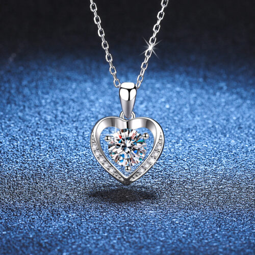 Dây Chuyền Tình Yêu Đính Kim Cương Moissanite 1 Carat Bạc S025 DCN062