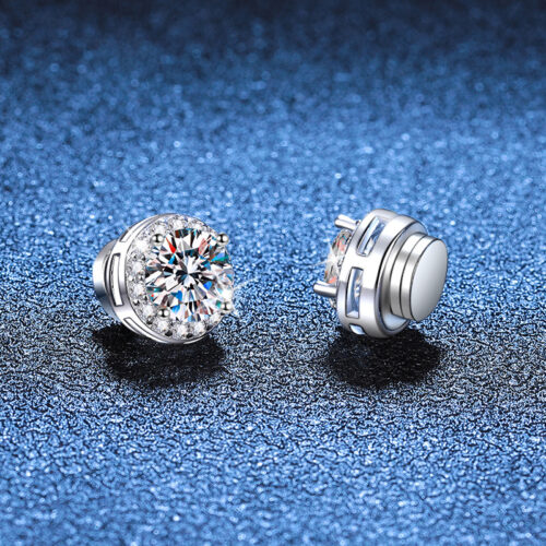 Bông Tai Đính Kim Cương Moissanite 1 Carat Bạc S925 BTN037