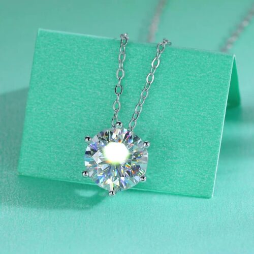 Dây Chuyền Nữ Khí Chất Đính Kim Cương Moissanite 2 Carat Bạc S925 DCN082