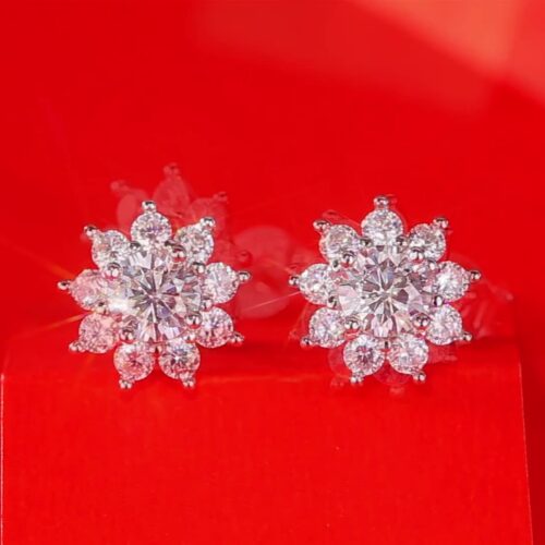 Hoa Tai Mặt Trời Cá Tính Đính Kim Cương Moissanite Bạc S925 BTN073 50 Điểm