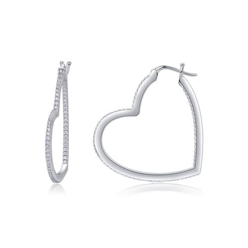 Bông Tai Hình Trái Tim Đính Kim Cương Moissanite Bạc S925 BTN074