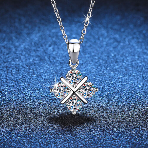 Dây Chuyền Chéo Khí Chất Đính Kim Cương Moissanite Bạc S925 DCN077