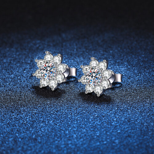 Hoa Tai Hoa Hướng Dương Kim Cương Moissanite Bạc S925 BTN025 30 Điểm