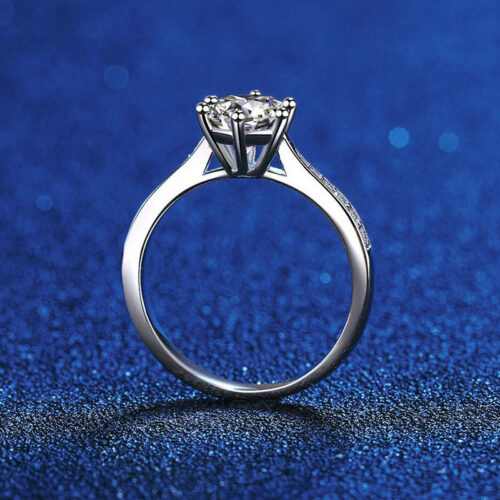 Nhẫn Nữ Kiểu Hàn Quốc Đính Kim Cương Moissanite 1 Carat Bạc S925 NHN034