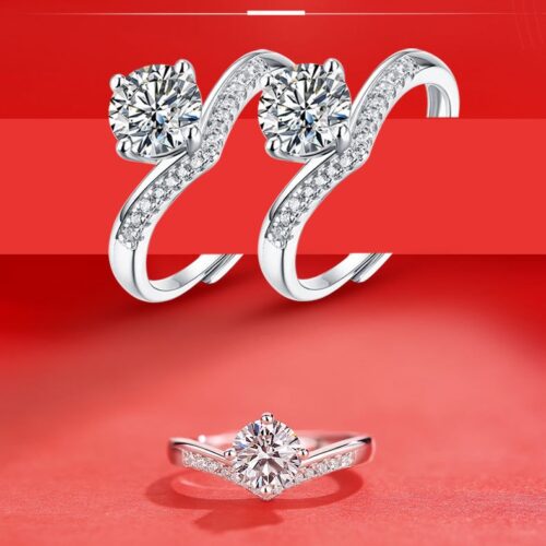 Nhẫn Nữ Vương Miện Đính Kim Cương Moissanite 2 Carat Bạc S925 NHN080