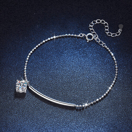 Lắc Chân Bạc Nữ Cao Cấp Đính Kim Cương Moissanite Bạc S925 VDN020