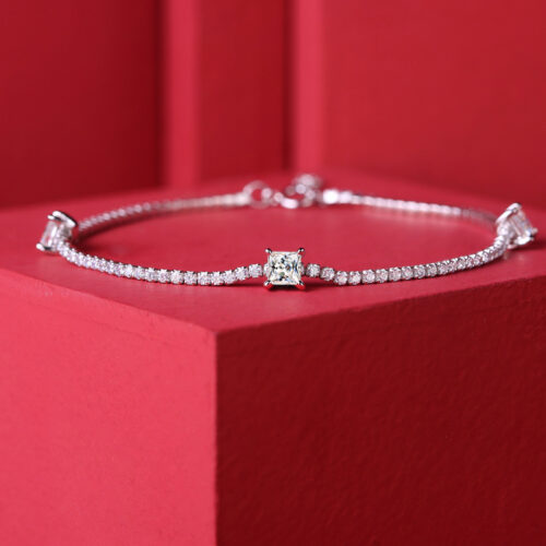 Lắc Tay Nữ Cá Tính Đính Kim Cương Moissanite Bạc S925 VDN048 L11818