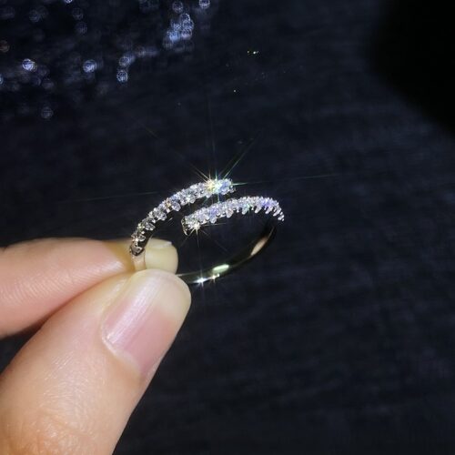 Nhẫn Cá Tính Nữ Đính Kim Cương Moissanite Bạc S925 NHN044