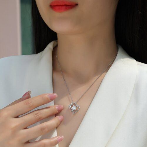 Vòng Cổ Trái Tim Thanh Lịch Đính Kim Cương Moissanite 1 Carat Bạc S925 DCN113