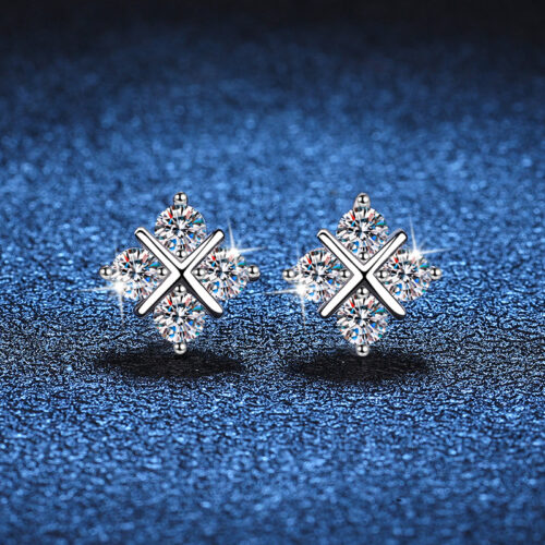 Hoa Tai Khí Chất Đính Kim Cương Moissanite Bạc S925 BTN027