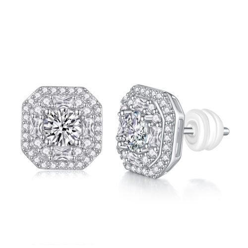 Hoa Tai Nữ Khí Chất Cao Cấp Đính Kim Cương Moissanite Bạc S925 BTN071 E13568