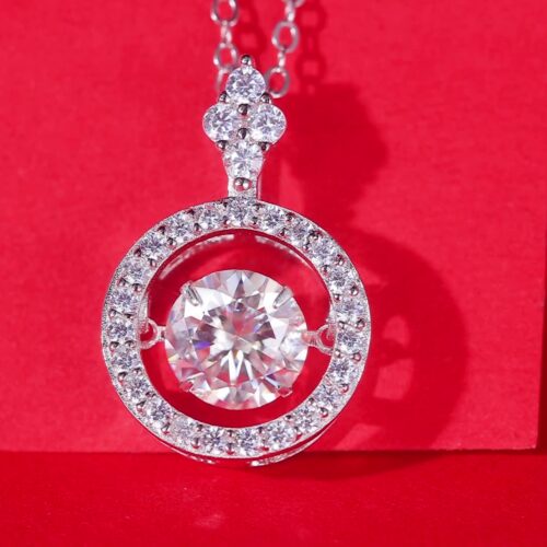 Vòng Cổ Bạc S925 Mặt Dây Chuyền Cảm Ứng Moissanite 1 Carat DCN081