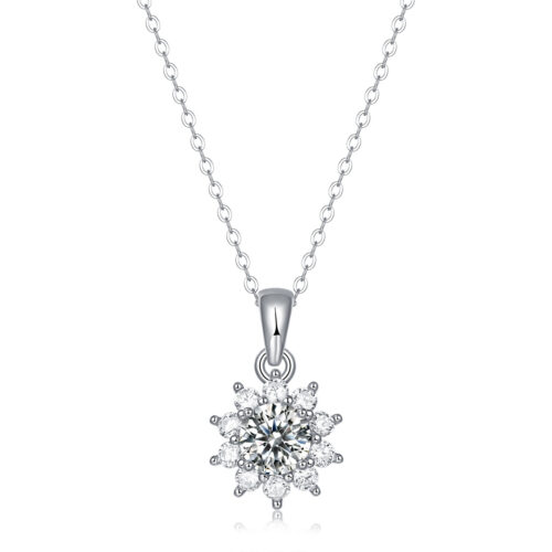 Dây Chuyền Hoa Hướng Dương Đính Kim Cương Moissanite 1 Carat Bạc S925 DCN093