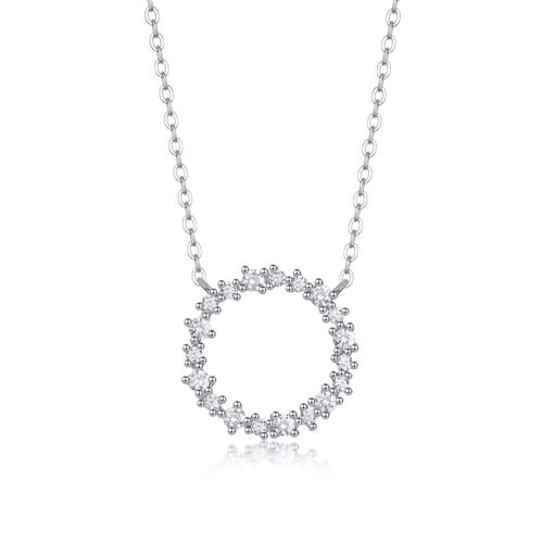 Vòng Cổ Hình Tròn Chất Đính Kim Cương Moissanite Bạc S925 DCN110