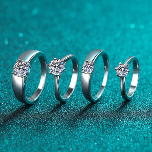 Nhẫn Đôi Lấp Lánh Đính Kim Cương Moissanite Bạc S926 NHC002 Nhẫn Nữ