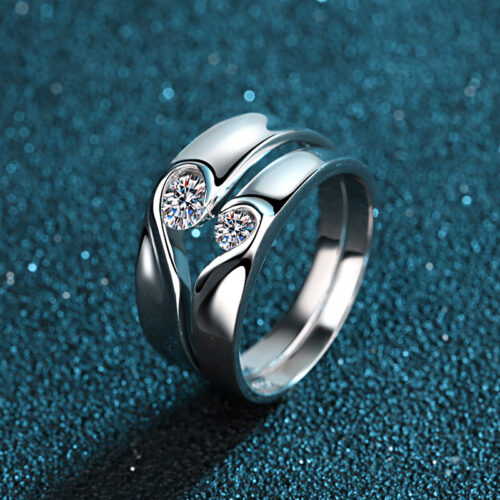 Nhẫn Đôi Trái Tim Đính Kim Cương Moissanite Bạc S925 NHC005 Nhẫn Nữ