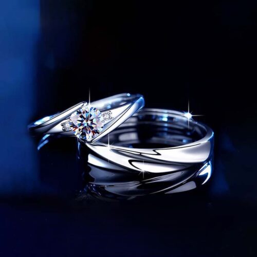 Nhẫn Cặp Dễ Thương Đính Kim Cương Moissanite Bạc S925 NHC011 Nhẫn Nữ