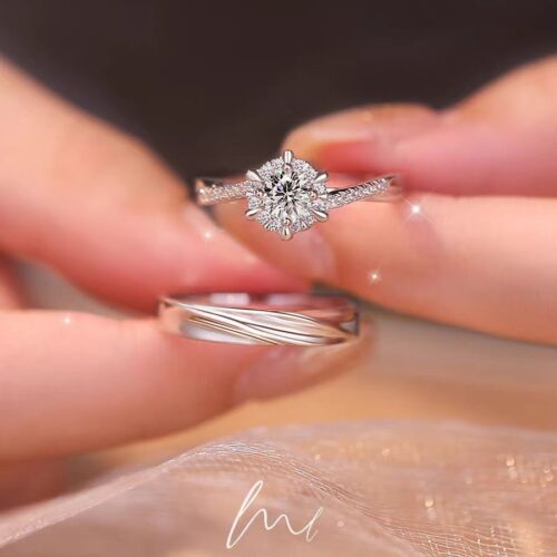 Nhẫn Cặp Song Hành Đính Kim Cương Moissanite Bạc S925 NHC015 Nhẫn Nữ