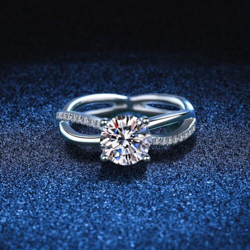 Nhẫn Kim Cương Nữ Cao Cấp Moissanite 1 Carat Bạc S925 NHN060