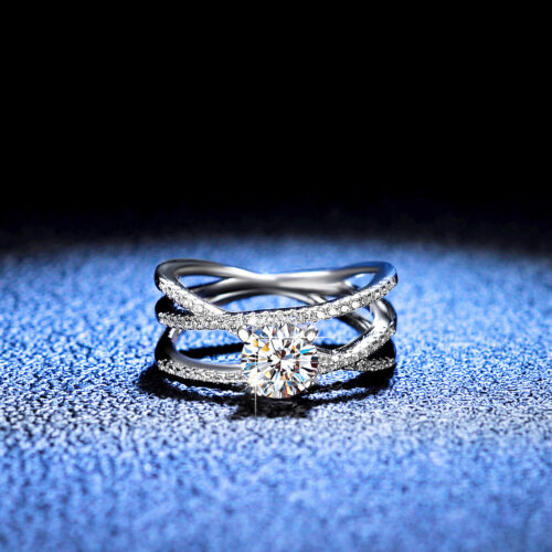 Nhẫn Nữ Sang Trọng Đính Kim Cương Moissanite 1 Carat Bạc S925 NHN062