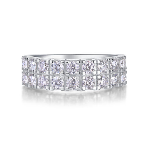 Nhẫn Nữ Đính 18 Viên Kim Cương Moissanite Bạc S925 NHN071