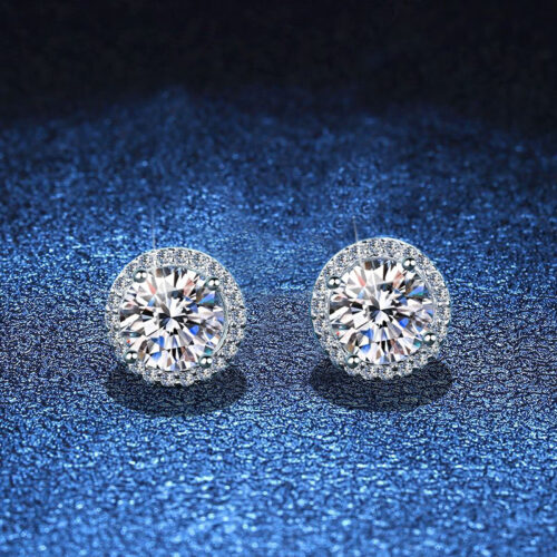 Bông Tai Bốn Móng Kim Cương Moissanite 1.5 Carat Bạc S925 BTN016