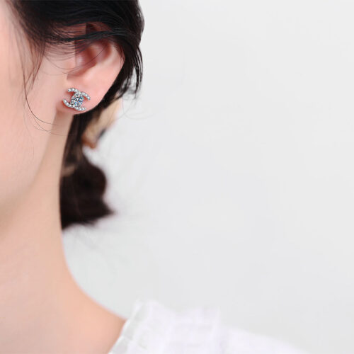 Bông Tai Kim Cương Moissanite Bạc S925 BTN018  Vàng 14k