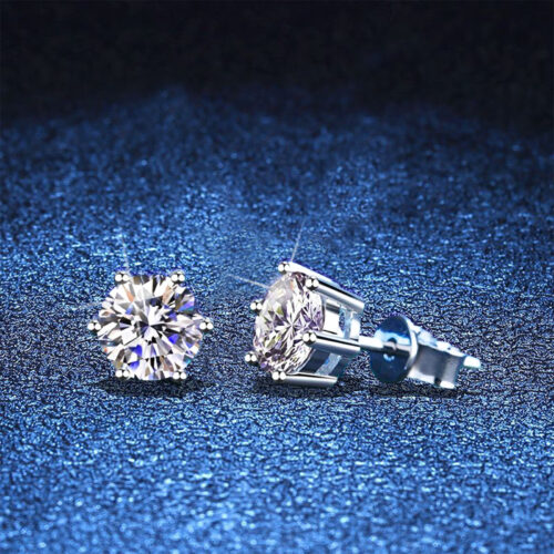 Bông Tai Bạc S925 Kim Cương Moissanite 1 Carat BTN014
