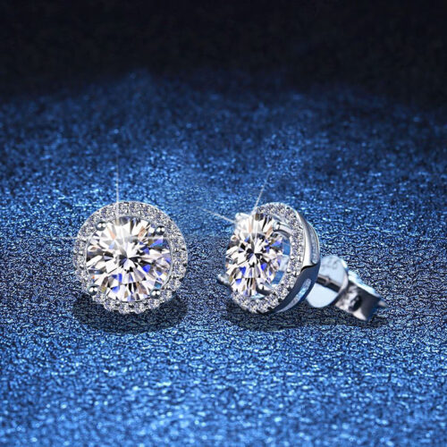 Bông Tai Bốn Móng Kim Cương Moissanite 1.5 Carat Bạc S925 BTN016