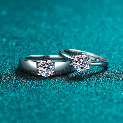Nhẫn Đôi Lấp Lánh Đính Kim Cương Moissanite Bạc S926 NHC002 Nhẫn Nữ